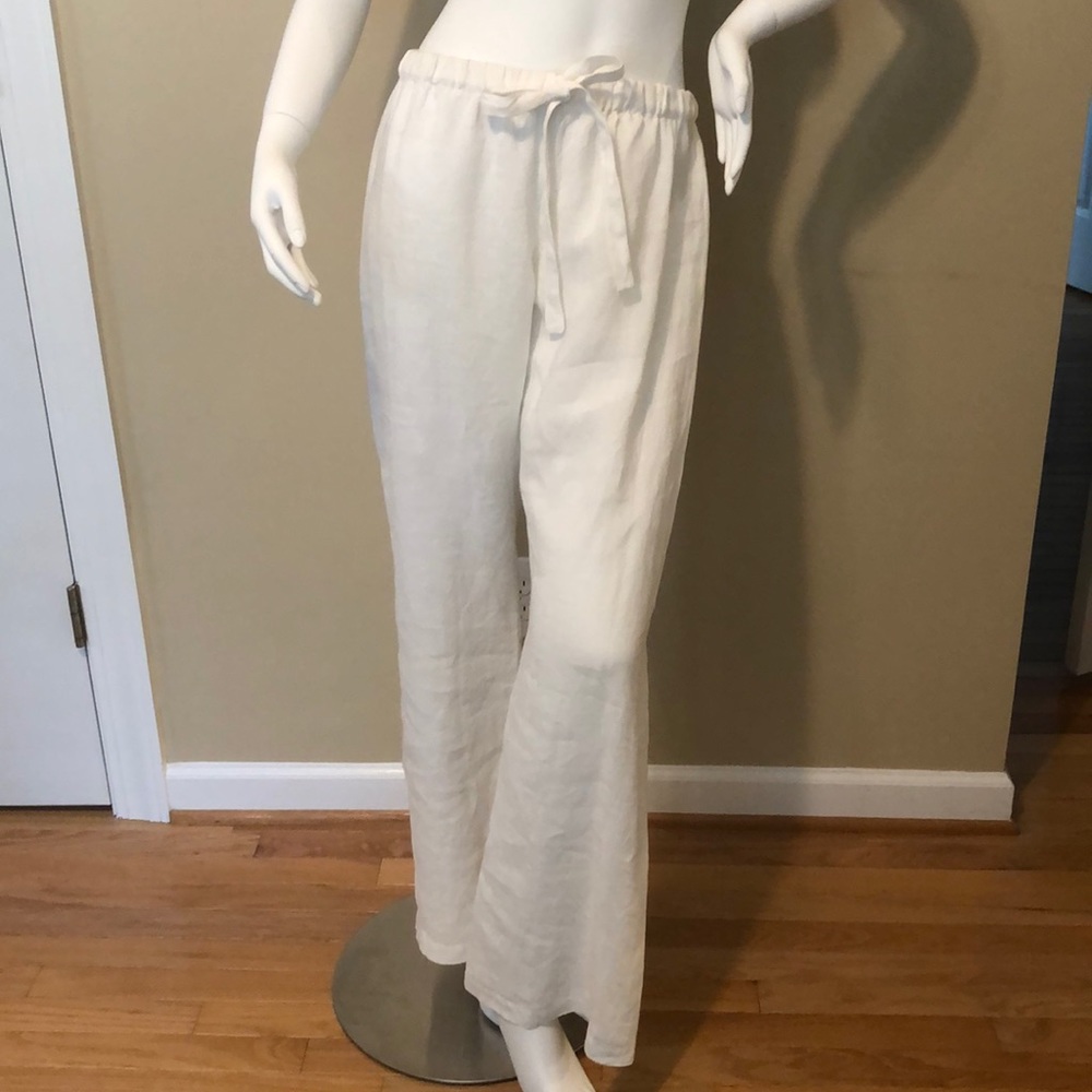 Flora Bella Linen Off-White Drawstring Pants